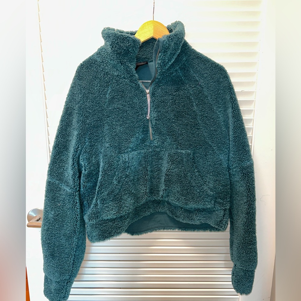 Lululemon Green Fuzzy Half-Zip Pullover